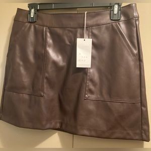 Brand New “A New Day” Brown Pleather Mini Skirt Women’s Size Small